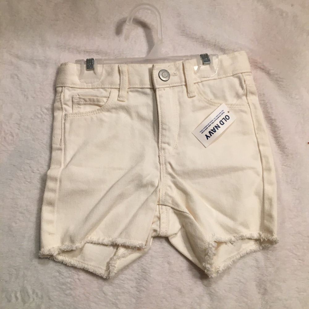 Old Navy Denim Shorts Girls 5T white‎ New Raw Hem pockets vintage